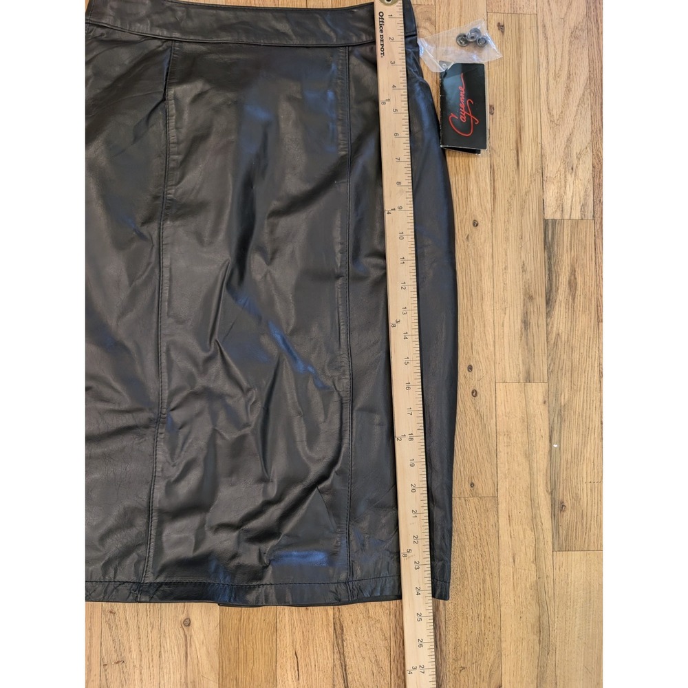 Vintage Cayenne Genuine Black Leather Long Skirt Size 7 / 8 Medium - Picture 3 of 13